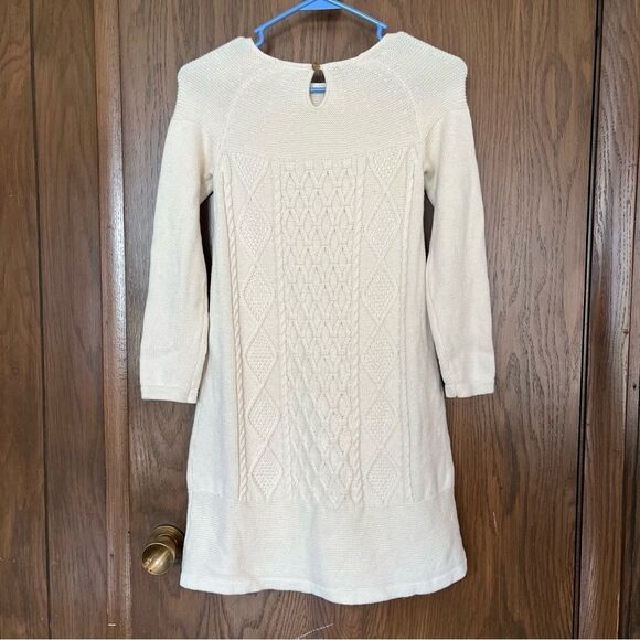 Hanna Andersson Cream Long Sleeve Cable Wool Blend Dress - Picture 2 of 8